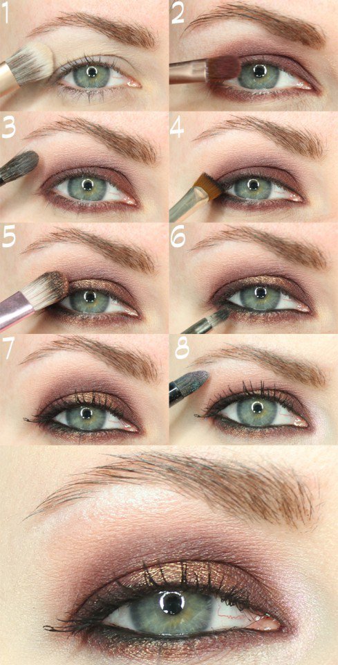 Golden and Brown Eye Makeup Idea