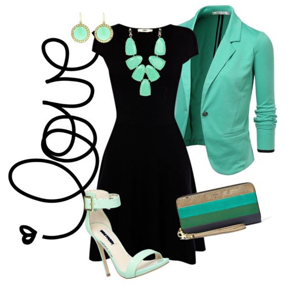 Green Sandals and Black Dress