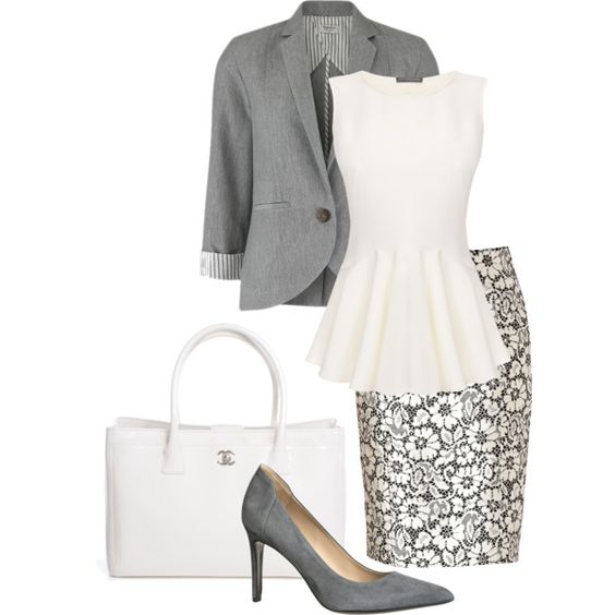 Grey Blazer and Print Skirt