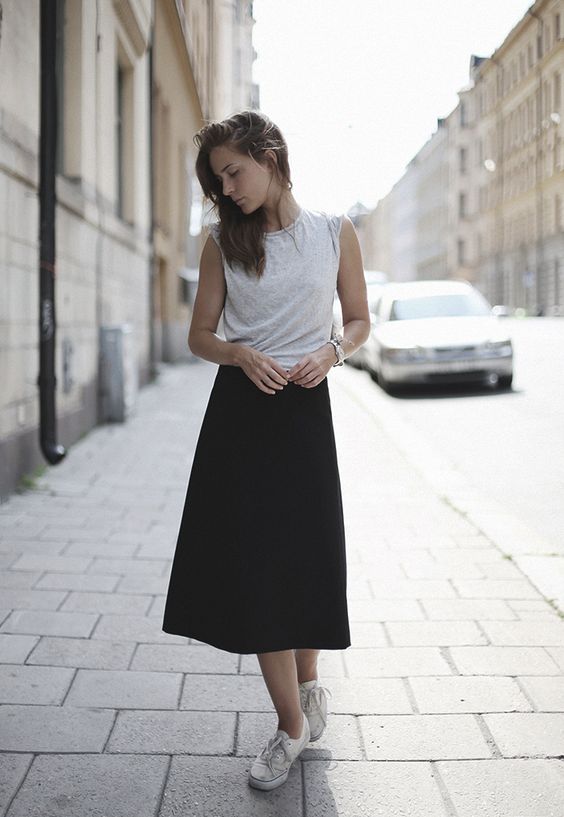 Grey Top and Black Skirt