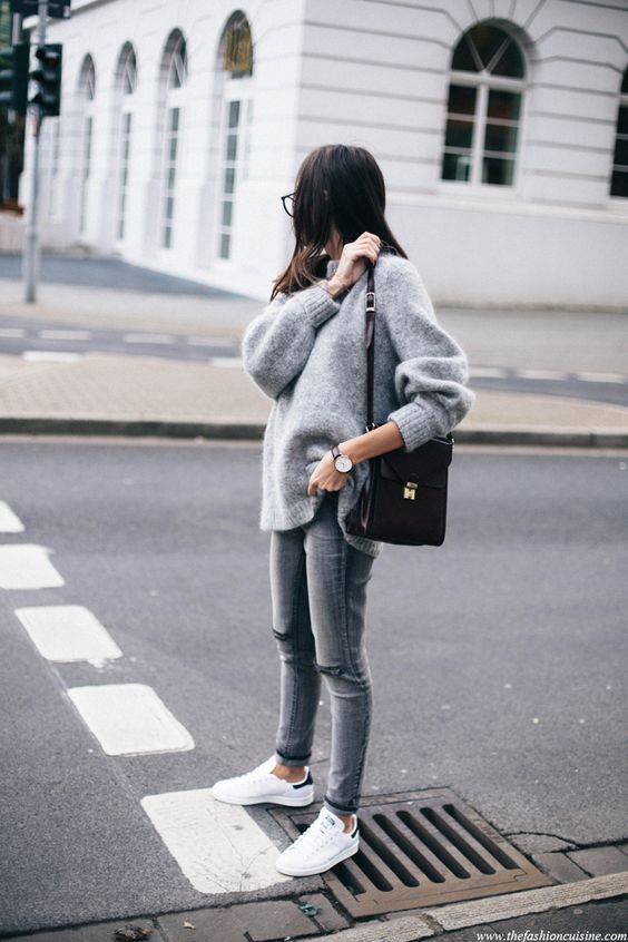 Oversized Sweater and White Shoes