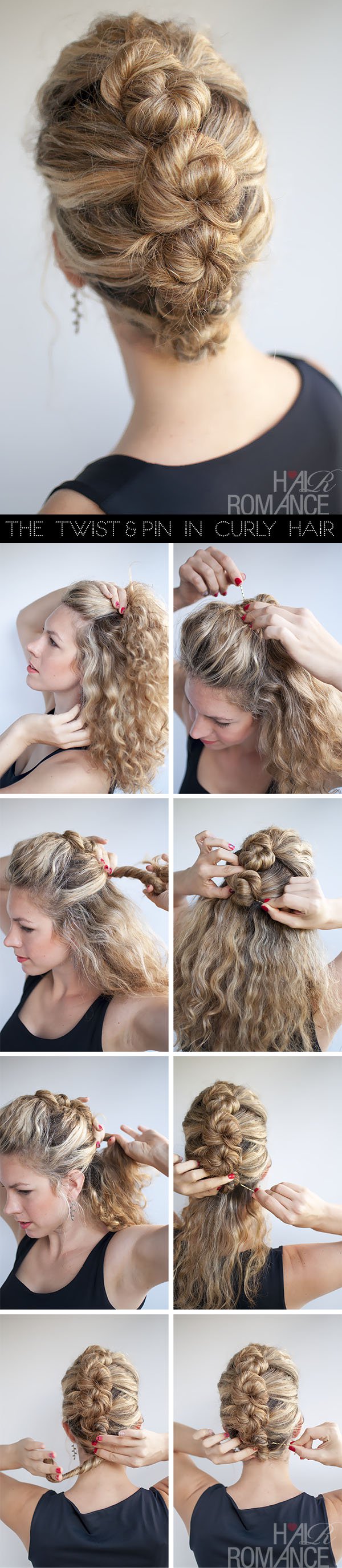 Pinned Updo Hairstyle for Curly Hair