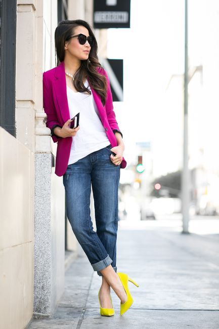 Purple Blazer and Jeans