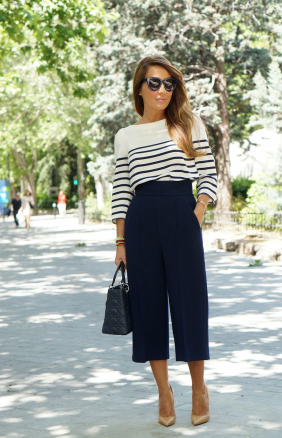 Striped Blouse and Culottes