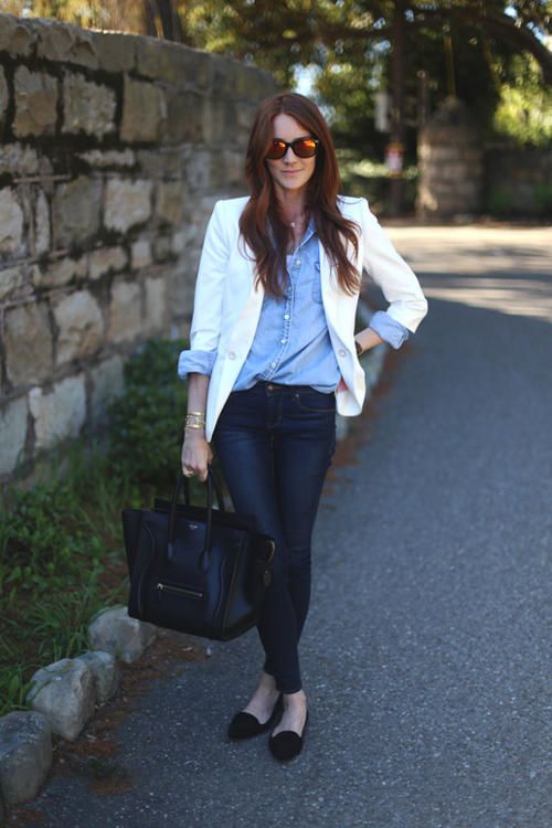 White Blazer and Jeans