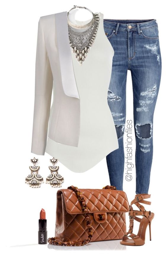 White Blazer and Ripped Jeans
