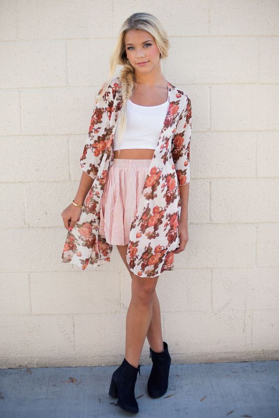 White Crop Top and Pink Skirt