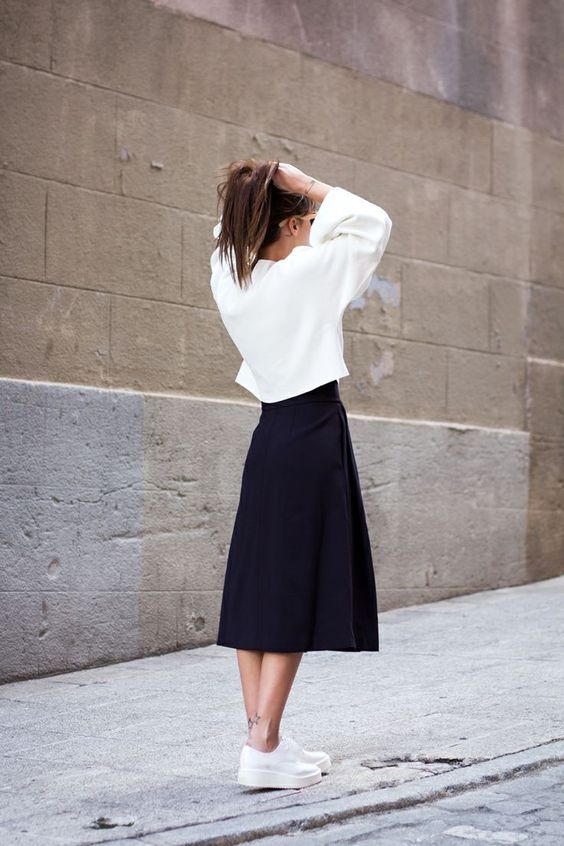 White Top and Black Skirt