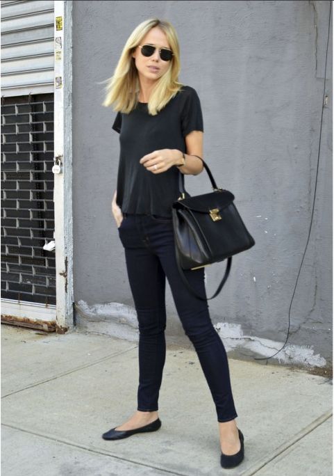 Black Outfit and Flats