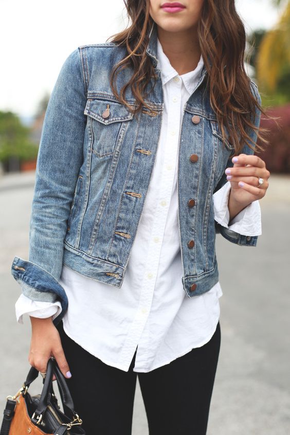 Classic Denim Jacket and Button-up Shirt