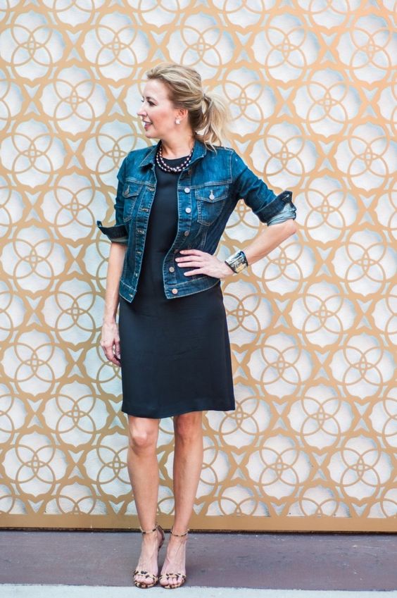 Denim Jacket and Black Dress