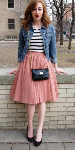 Denim Jacket and Pink Tulle Skirt