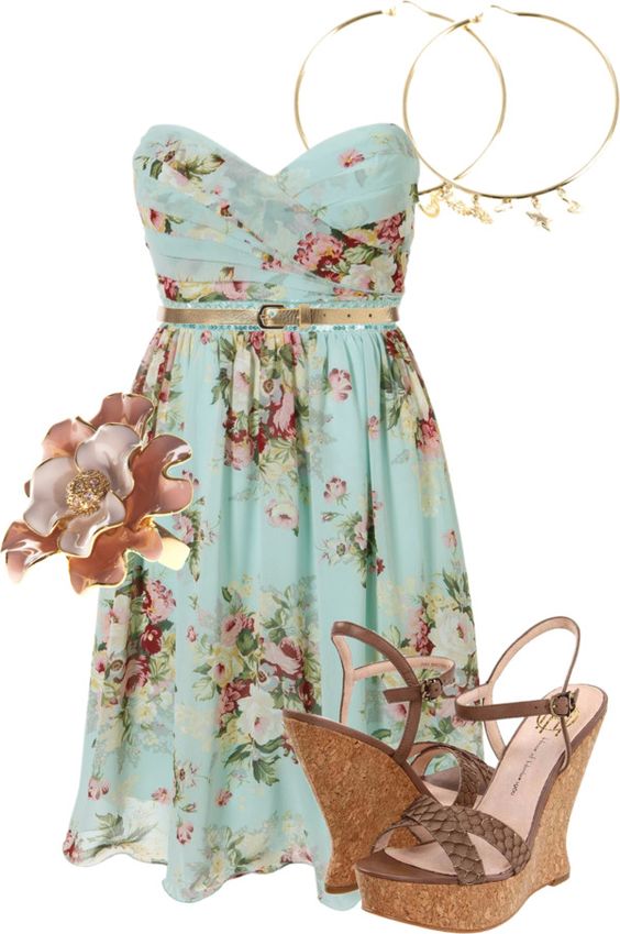 Floral Dress and Wedges