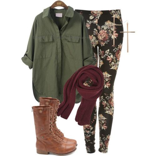 Green Browse and Floral Leggings