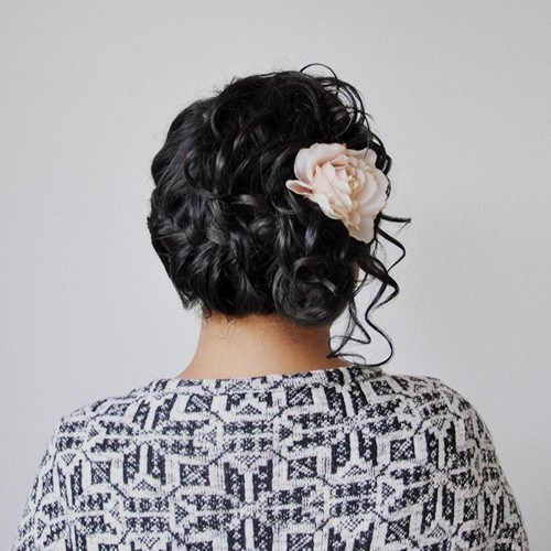 Messy Updo with Flowers