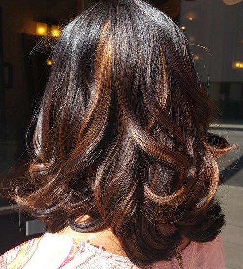 Pretty Highlighted Mid-length Curls
