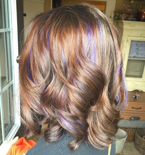 Purple Highlights for Curly Bob