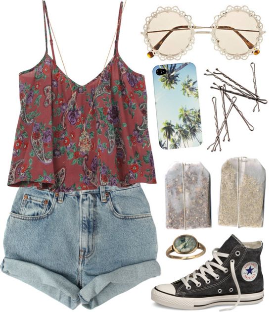Floral Top and Rolled Shorts via