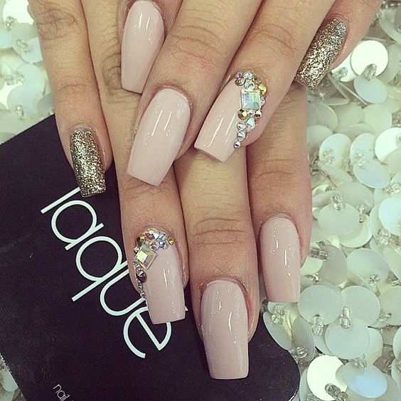 Nude Nails with Gems via