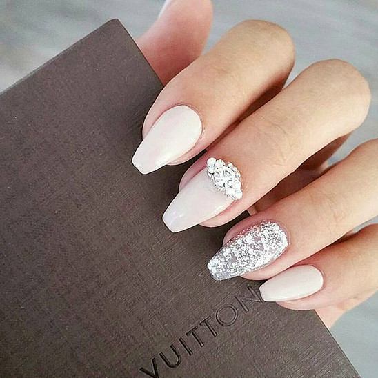 Nude Nails with Glitter via