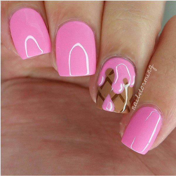 Pink Nails with Chocolate via