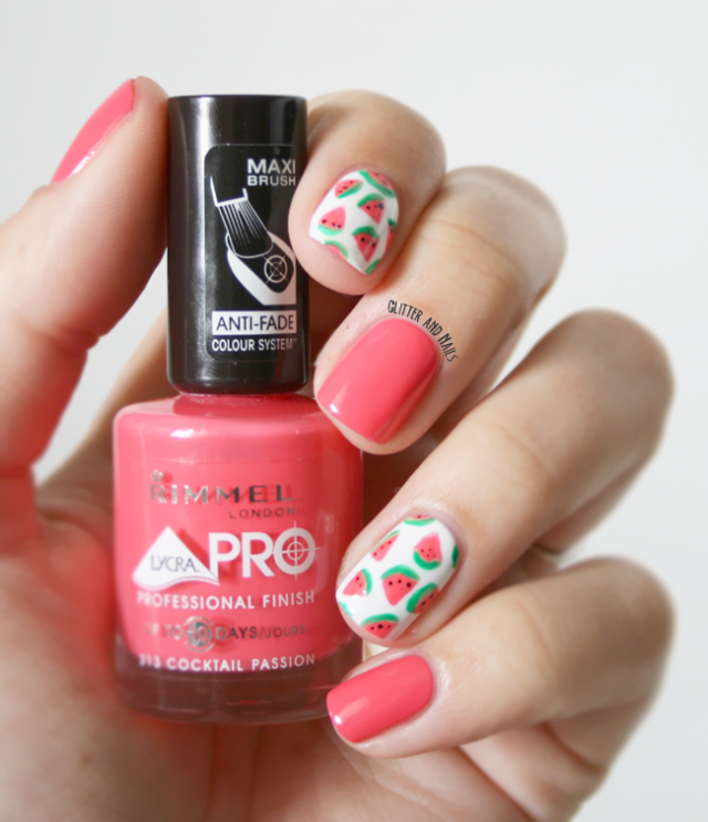 Red Nails with Watermelon Patterns via