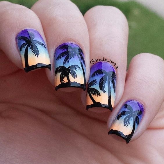 Sunset Nail Art via