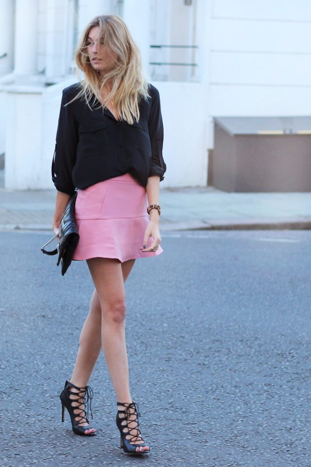 Black Top and Pink Skirt via