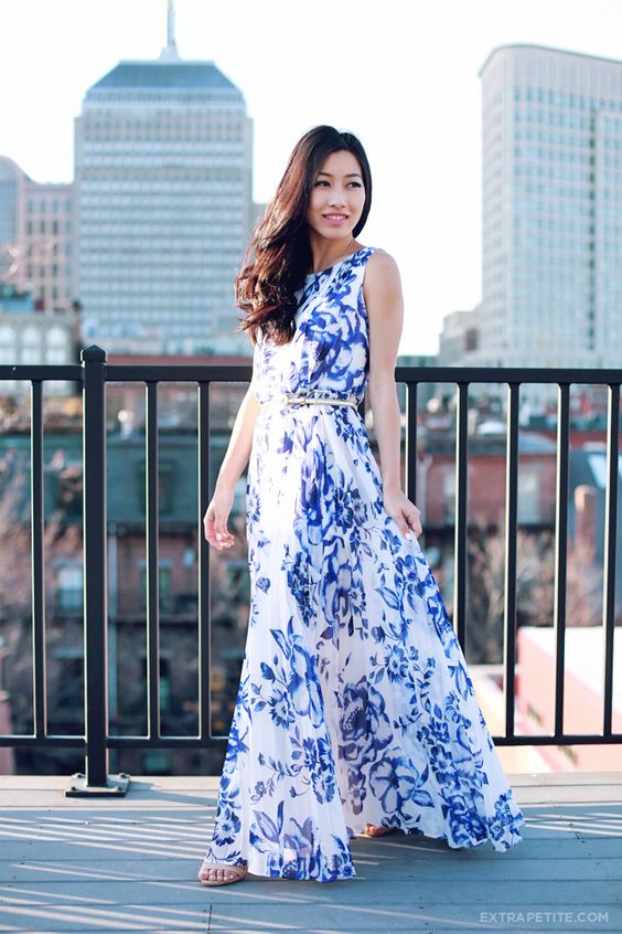 Blue Floral Maxi Dress via