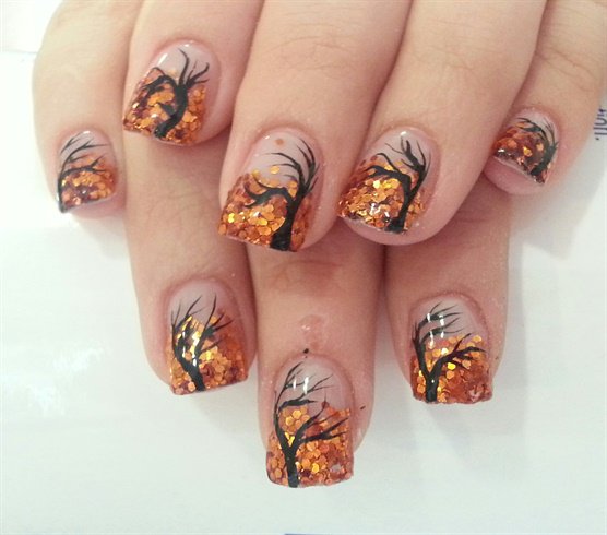 Fall Nails with Trees via