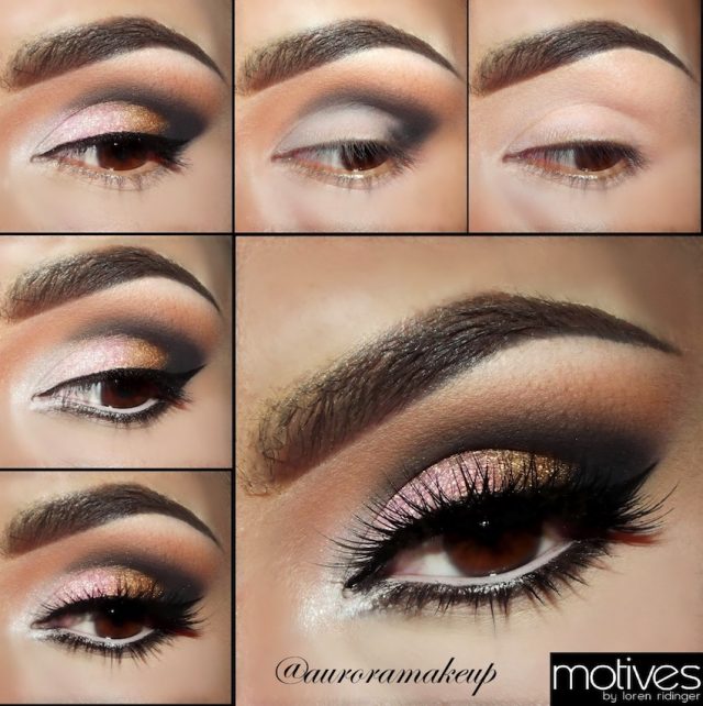 Golden Pink Eye Makeup via