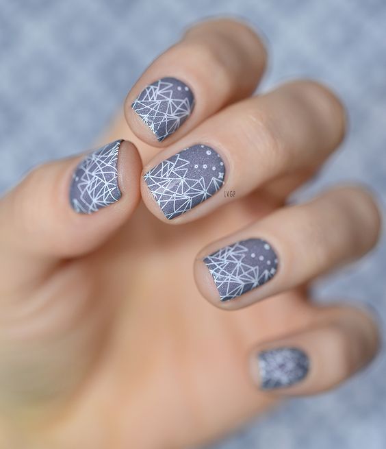 Grey Nails with Triangles via