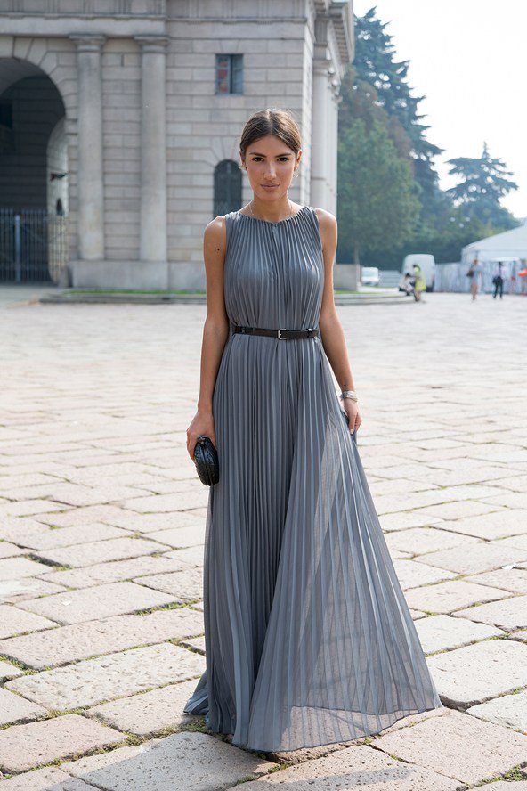 Grey Pleated Dress via