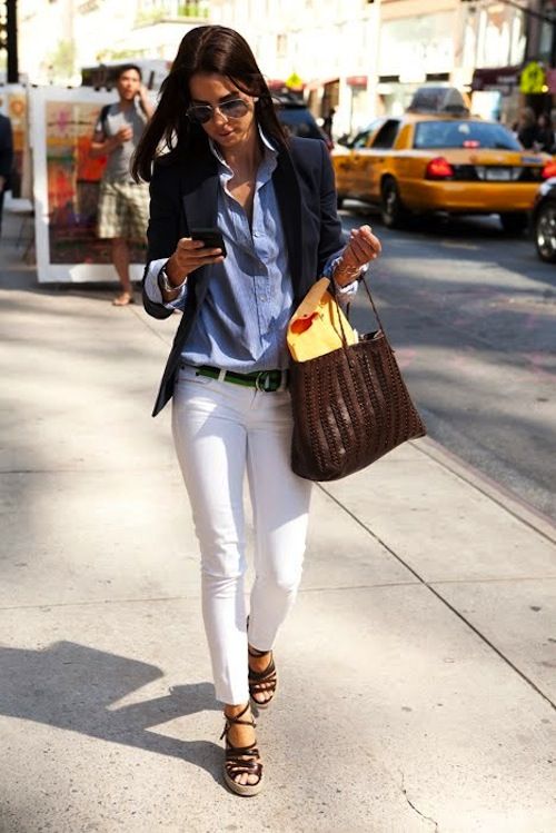 Layers with White Pants via