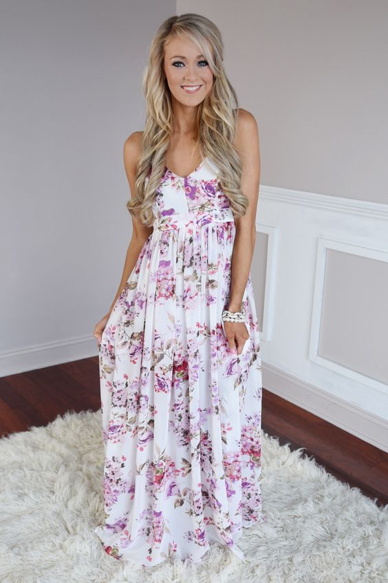 Pink Floral Maxi Dress via