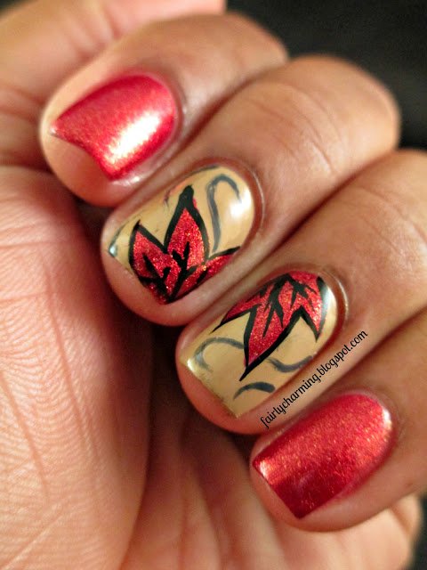Red and Golden Nails via