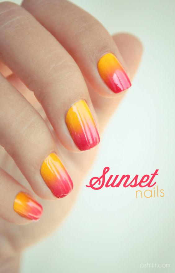Sunset Nail Art via