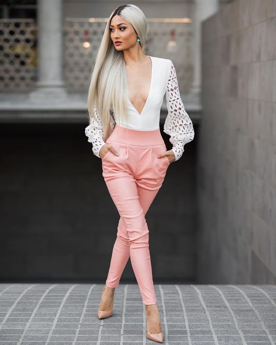 White Top and Pink Pants via