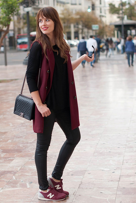 all-black-outfit-and-wine-red-vest via