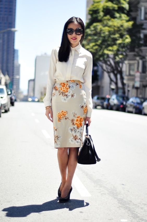 beige-top-and-floral-skirt via