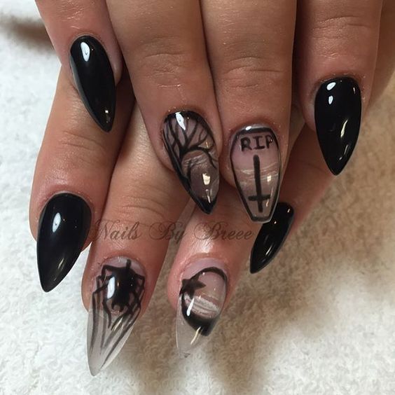 black-crystal-nails via