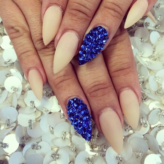 Blue Glitter Nails via