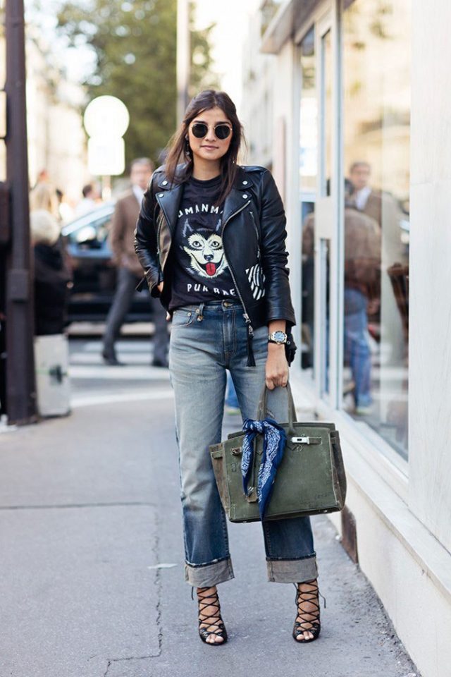 leather-jacket-cute-t-shirt-and-rolled-jeans via