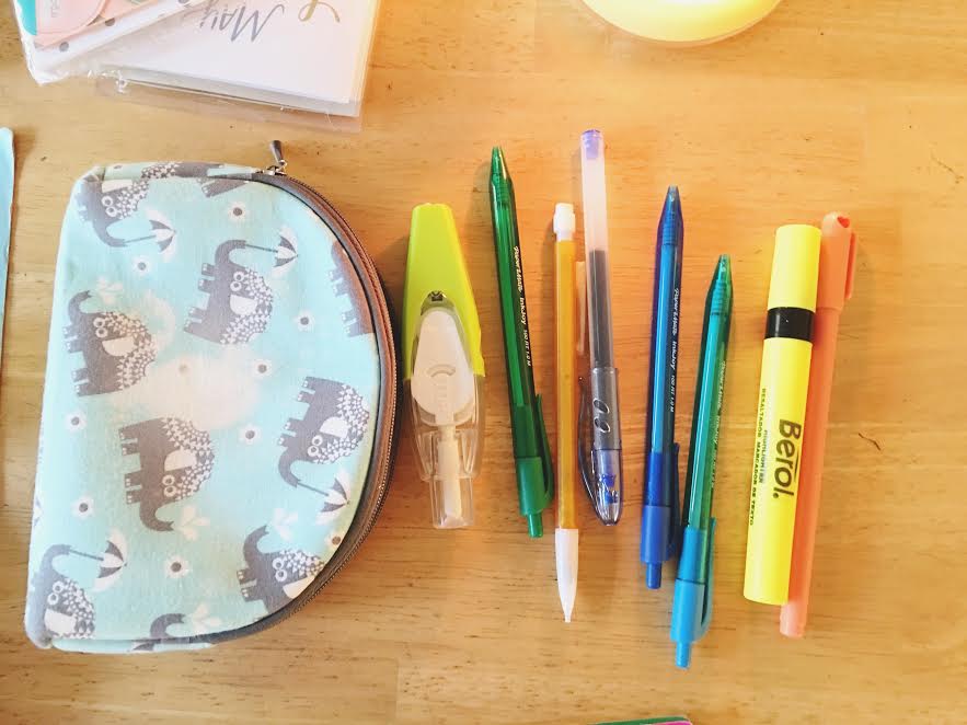 Pouch, Pens, Pencils And Highlighters