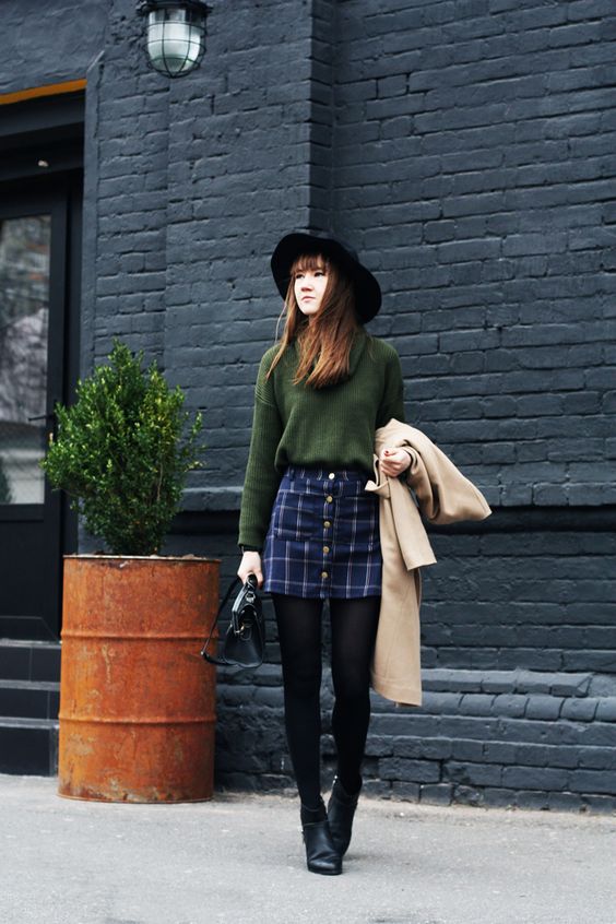 khaki-sweater-and-button-up-skirt via