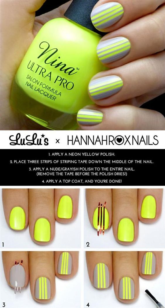neon-yellow-and-grey-nails via