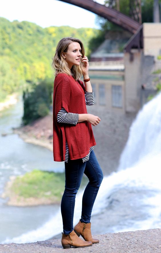red-sweater-striped-t-shirt-and-jeans via