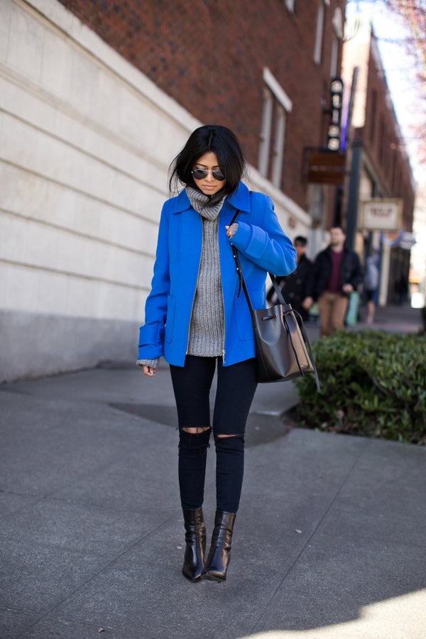 blue-jacket-grey-turtleneck-and-ripped-jeans via