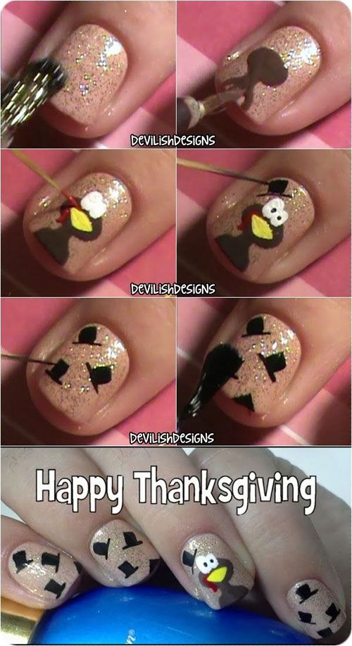 12 Nail Tutorials for Thanksgiving Day Pretty Designs