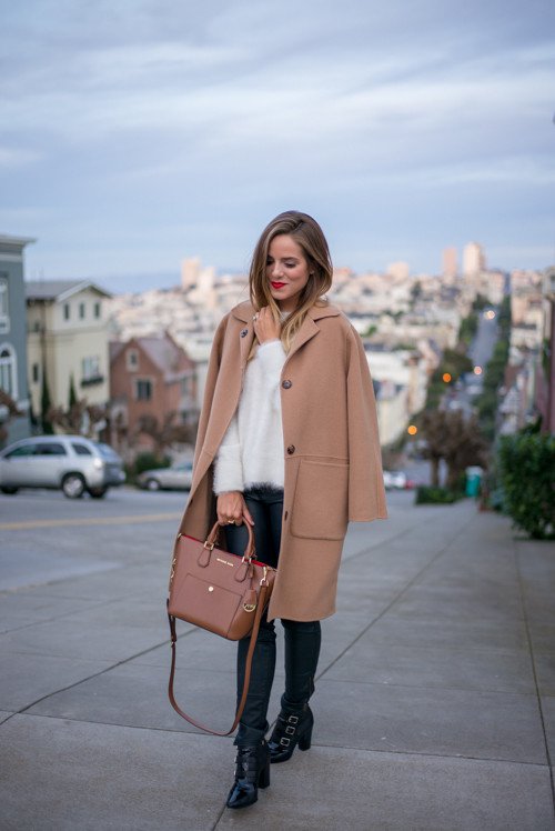 white-sweater-camel-trench-coat-and-black-skinny via